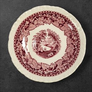 Antique Masons Vista England Ironstone Red China Saucer Plate 5" Pastoral Vines
